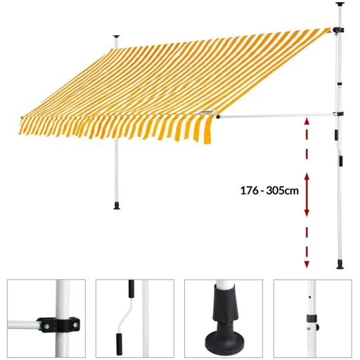 Klemmmarkise Gelb/Weiß 350cm