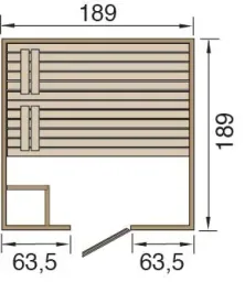 Massivholzsauna VALIDA 3 Glastür + Fenster