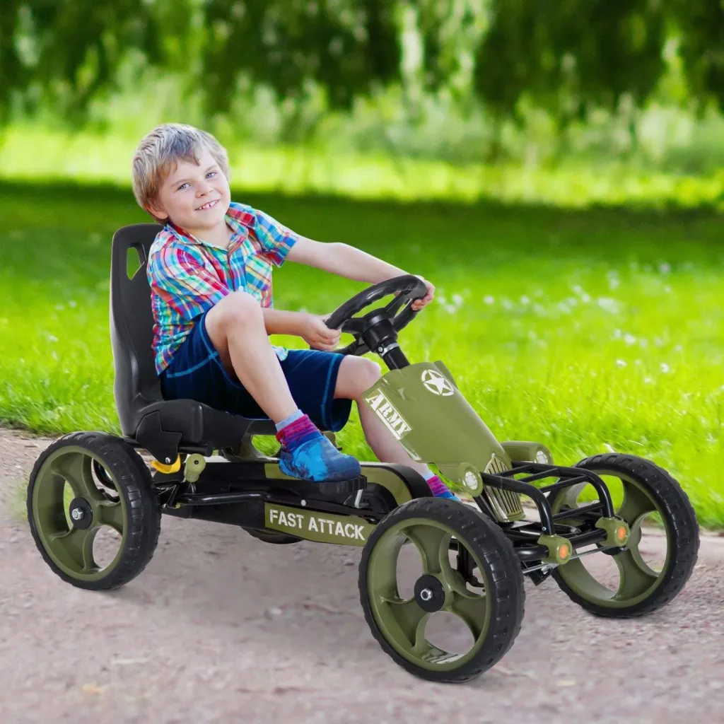 Tretauto Go Kart Tretfahrzeug ab 3 Jahre Grün 105 x 54 x 61cm