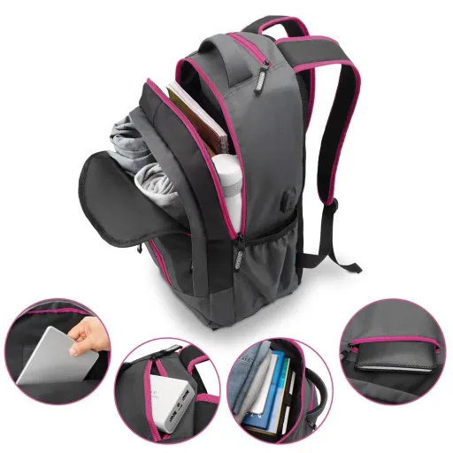 Monzana Sport- und Freizeit Rucksack 35L grau/rosa