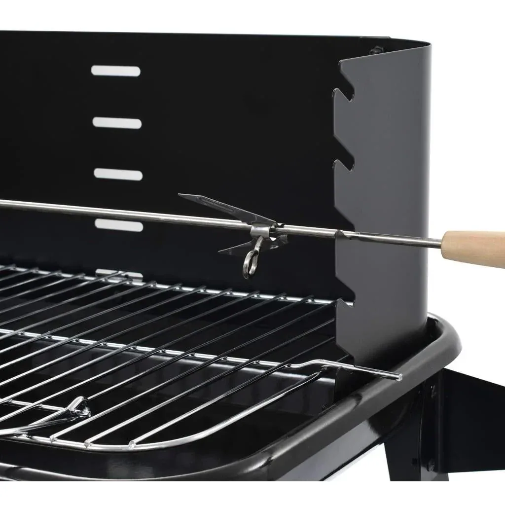 Holzkohlegrill - Grillfläche 54 x 34 - Edelstahl - Schwarz - Mit Spieß