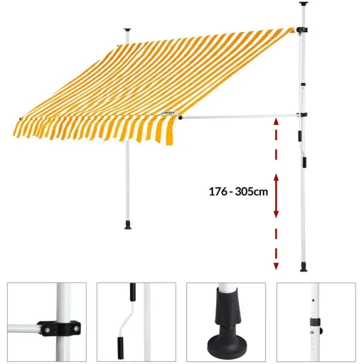 Klemmmarkise blau/weiß 200cm