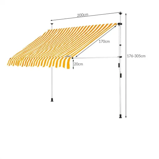 Klemmmarkise blau/weiß 200cm