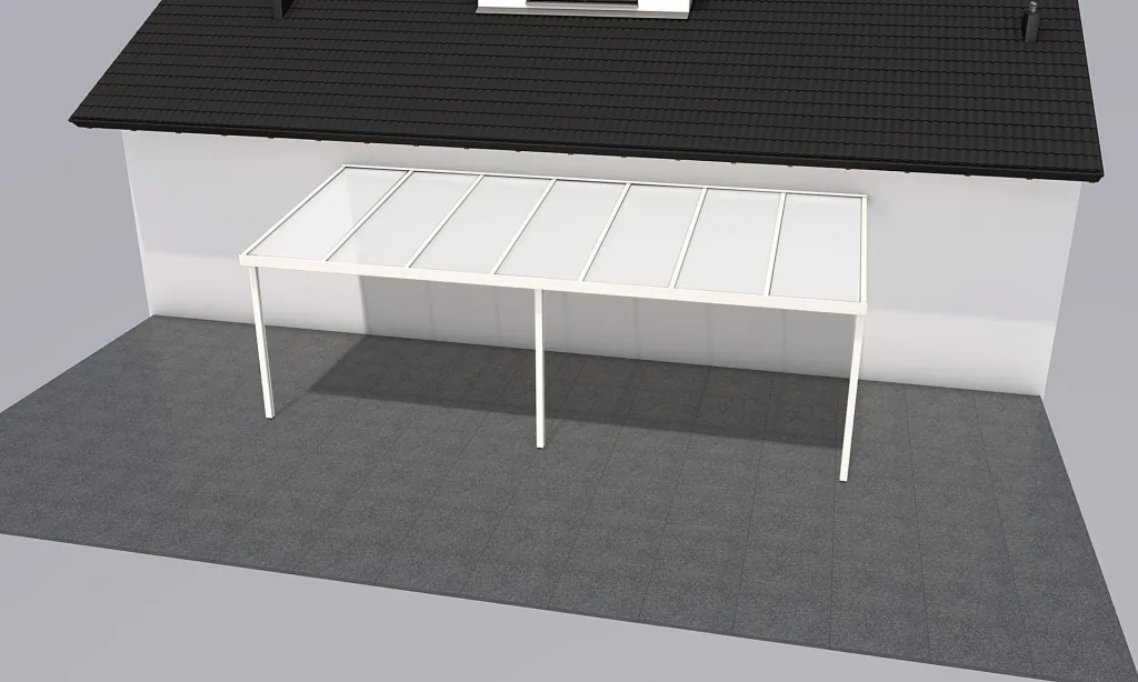 Terrassendach Premium, weiß, 7120 x 3060 mm - Klima blue