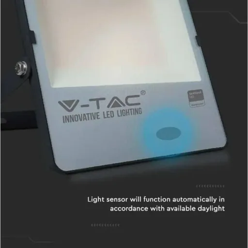 VT-272S LED-Scheinwerfer mit Tag/Nacht-Sensor - 200 W - 20000 Lm - 6500K - Schwarz
