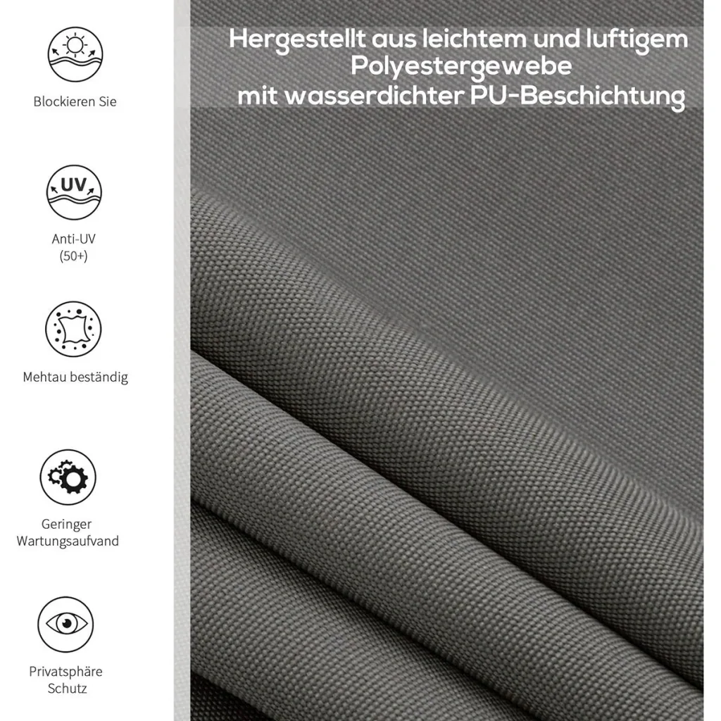 Senkrechtmarkise mit Handkurbel grau