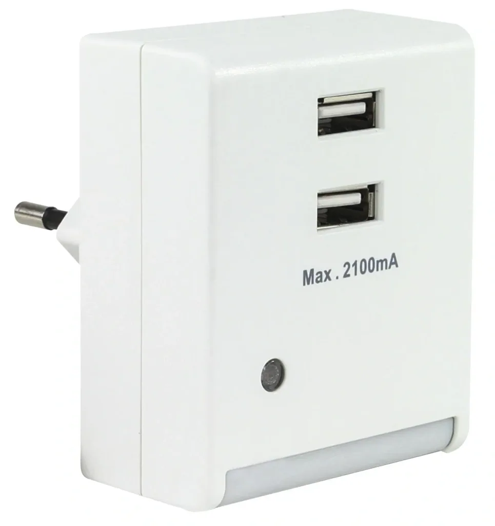 LED Nachtlicht mit integriertem USB-Ladegerät