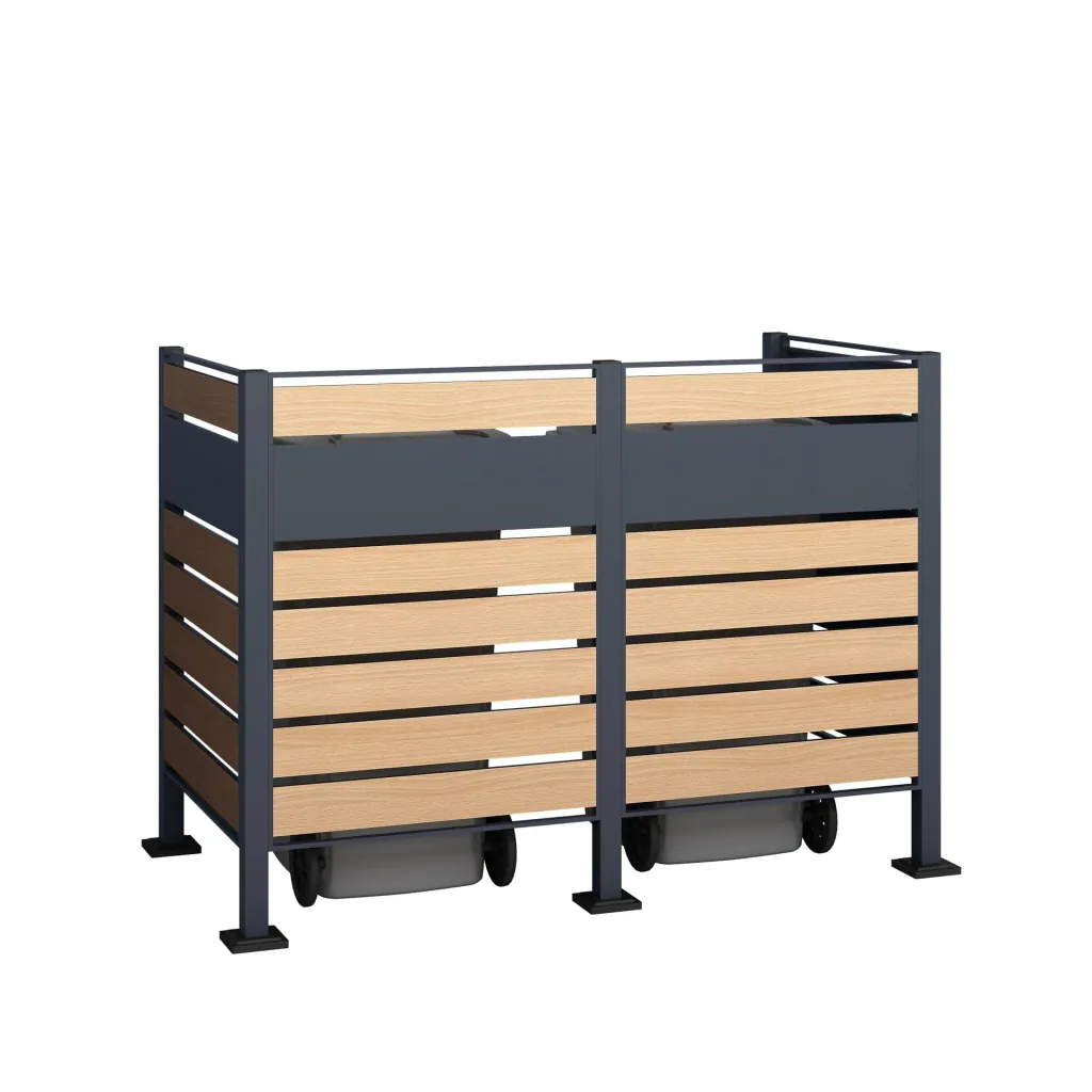 Mülltonnenverkleidung Planum 2er Box, 120 cm, holzoptik