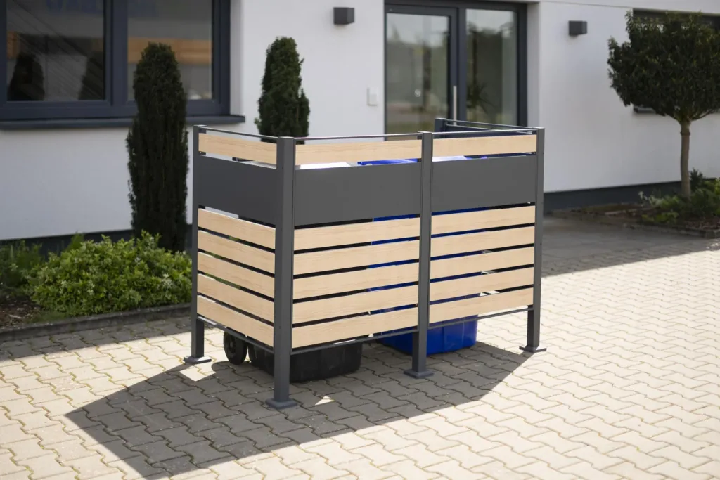 Mülltonnenverkleidung Planum 2er Box, 120 cm, holzoptik