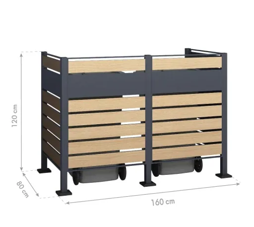 Mülltonnenverkleidung Planum 2er Box, 120 cm, holzoptik