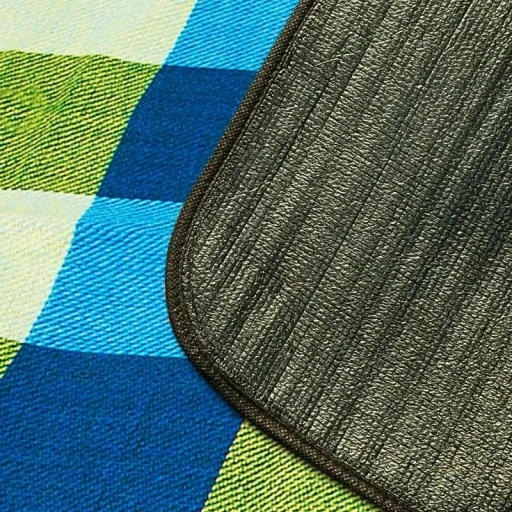 Picknickdecke mit praktischem Tragegriff 2x2m hellblau gelb