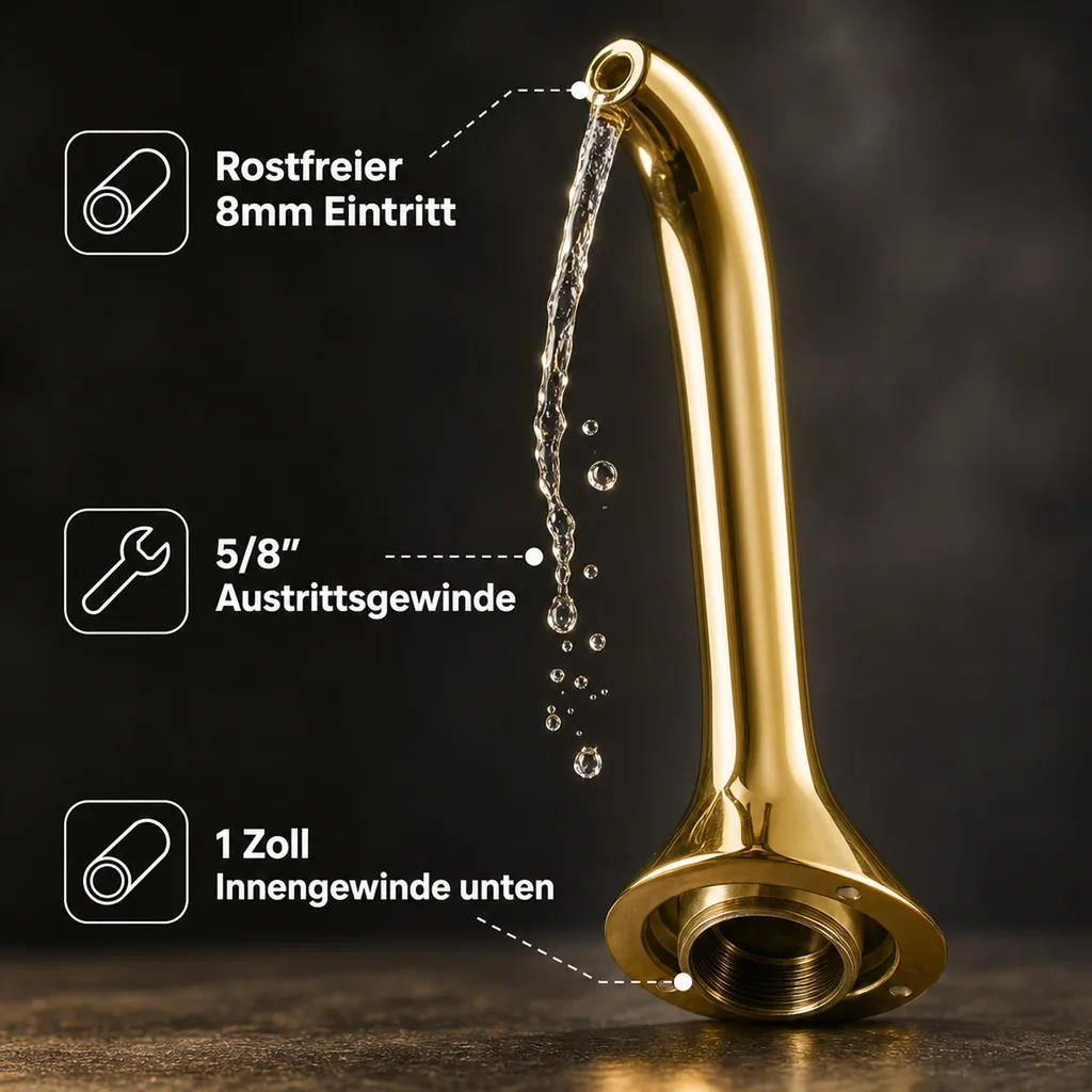 Schanksäule, Bierzapfsäule, Gold, 1-leitig, elegant