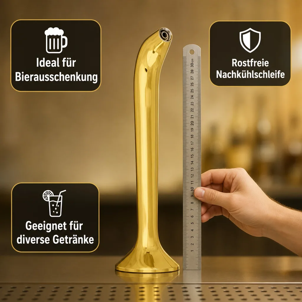 Schanksäule, Bierzapfsäule, Gold, 1-leitig, elegant