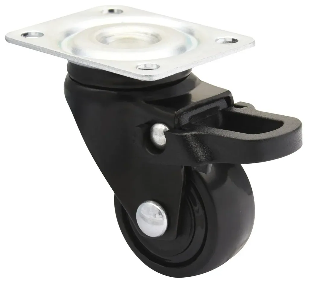 Design 3C Lenkrollen 4 teiliges Set - Ø 25 mm, soft, schwarz, 2 Rollen mit & 2 ohne Feststeller, Tragkraft 12 kg / Rolle