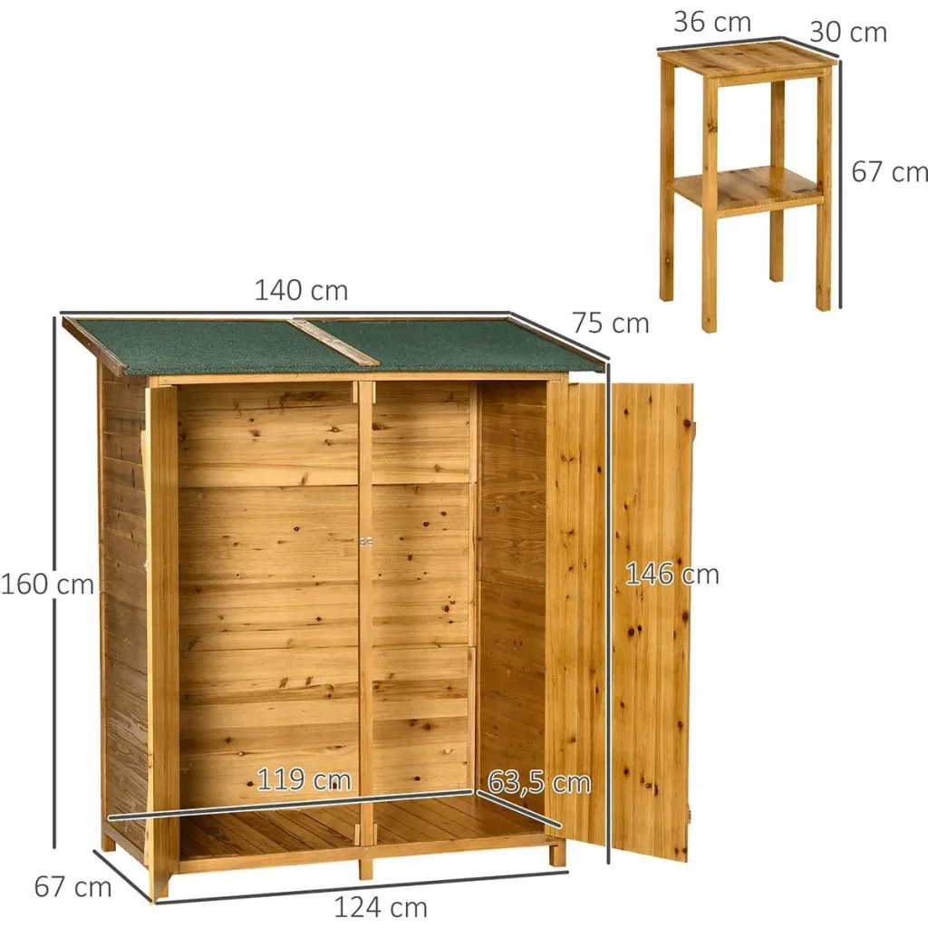 Gartenhaus für Werkzeugaufbewahrung - Bitumendach - Weißholz - 140 x 75 x 160 cm