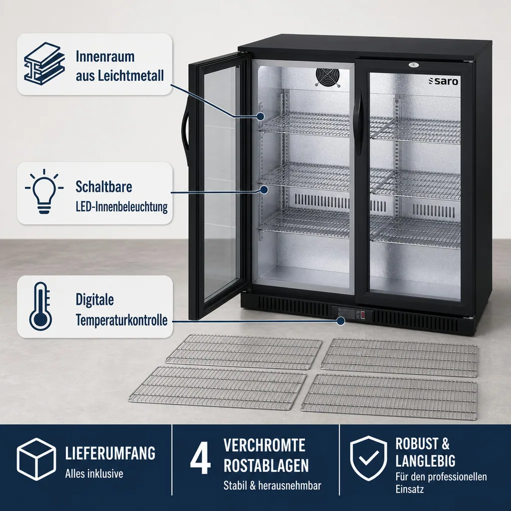 Saro Barkühlschrank, Getränkekühlschrank mit 2 Türen, Modell BC 208