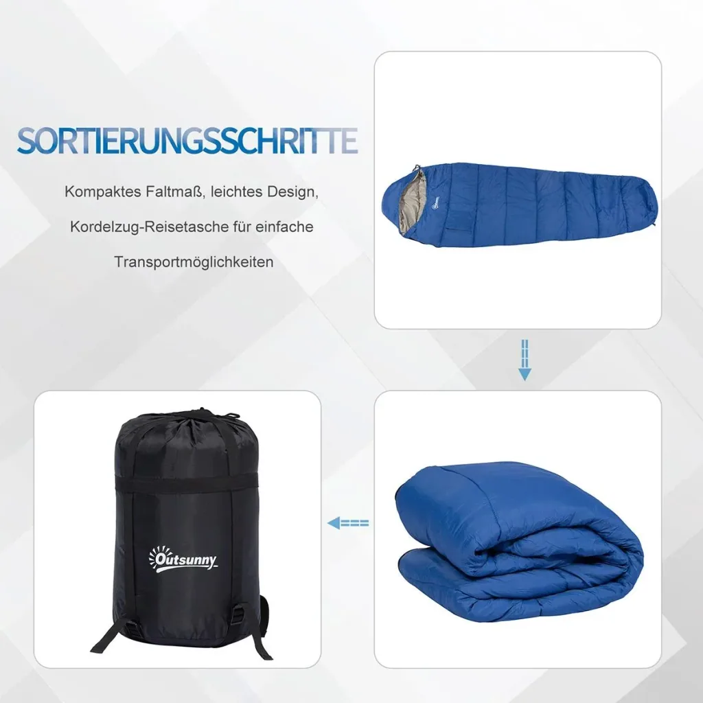 Schlafsack mit Tragetasche blau/grau