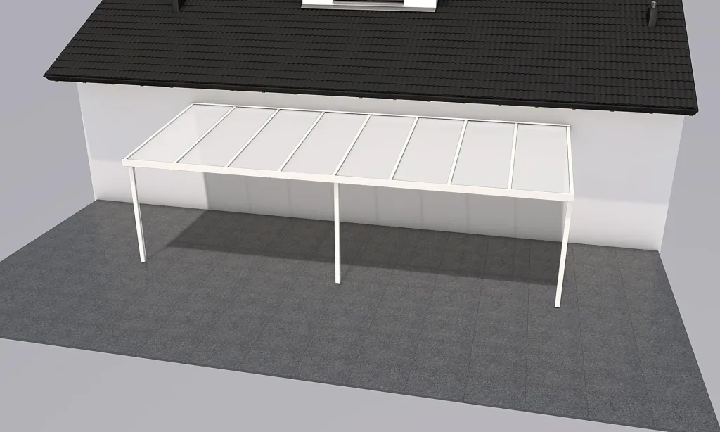 Terrassendach Premium, weiß, 8125 x 3060 mm - Klima blue