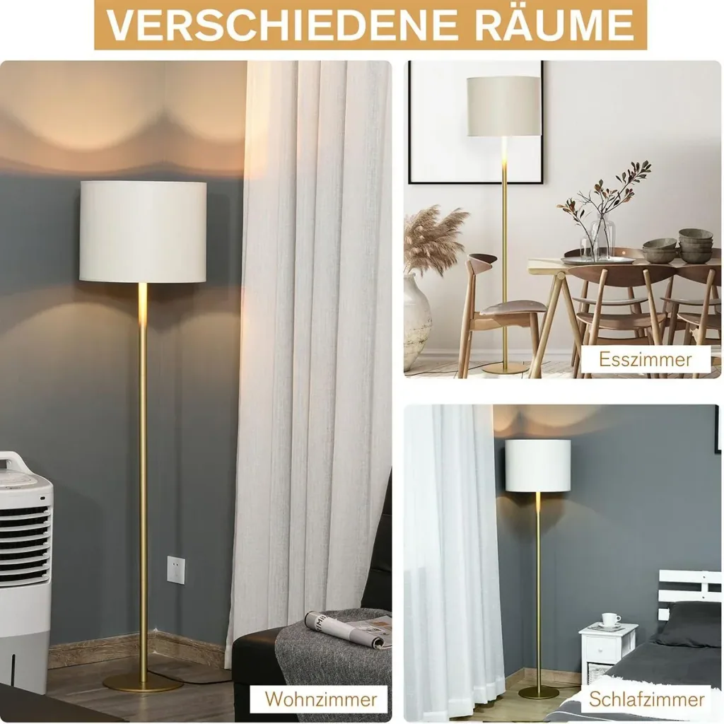 Stehleuchte mit Kunstleder-Schirm