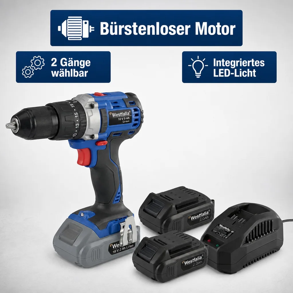 Akku-Schlagbohrschrauber 18 Volt Li-Ion WABS18BL inklusive 2 Akkus 2,0 Ah und Ladegerät 2,4 Ah