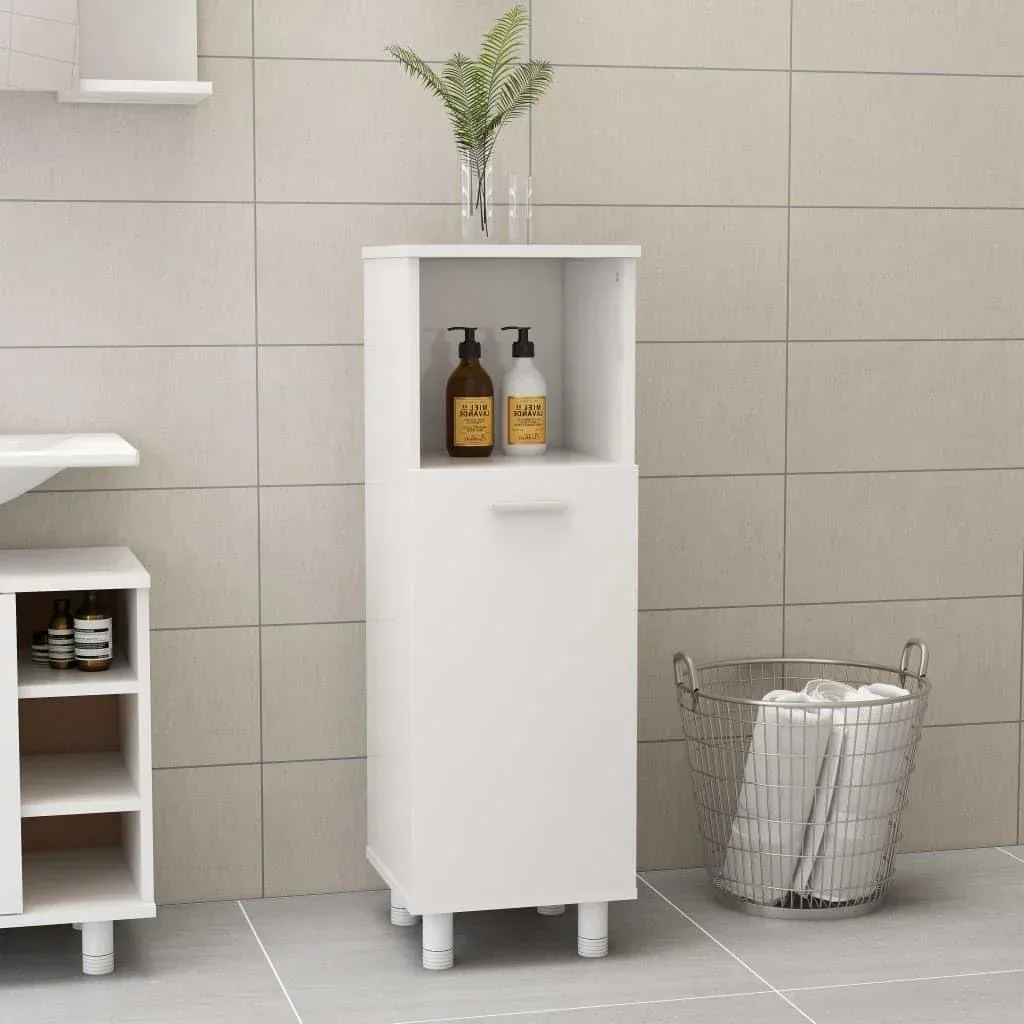 Badspiegelschrank 30x30x95 cm Spanplatte Hochglanz weiß