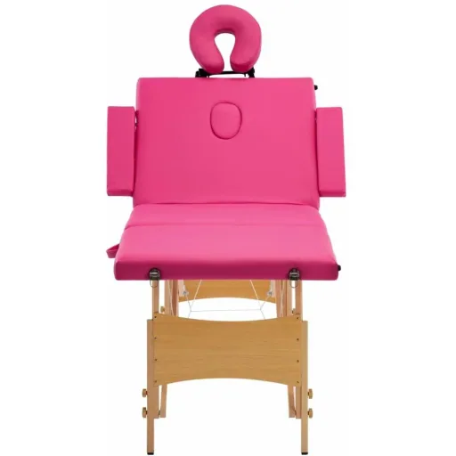 Massagetisch faltbar 4 Zonen Holz rosa