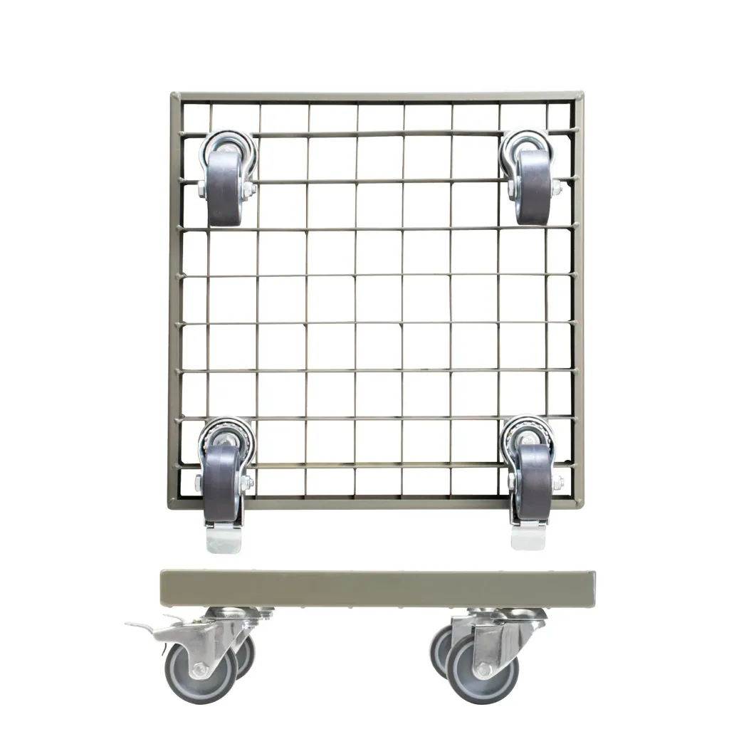 Multi Roller MR 7016, 29 x 29 x 9,5 cm, softe Rollen Ø 50 mm, Rollenlager, 2 Bremsen, Gitterrost, Tragkraft 200 kg