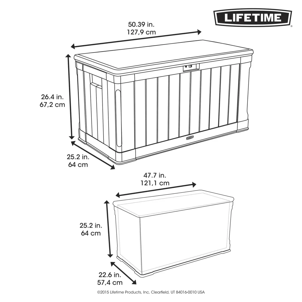 Lifetime Kissenbox Harmony 440 L 127,9×64×67,2 cm Lichtgrau – wasserdicht, hält Kissen trocken