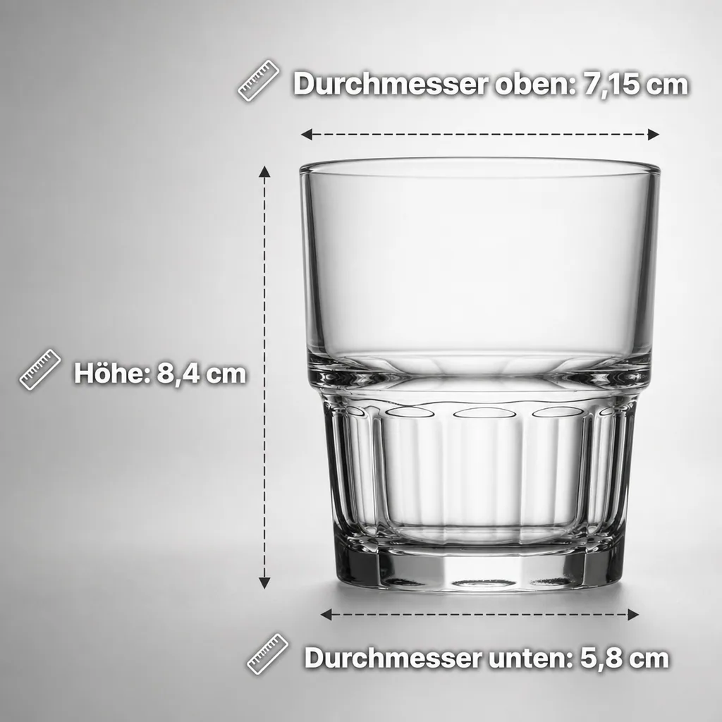 Wassergläser, Trinkgläser, Saftgläser (12 Stück, 200ml) - Next, Robust & Elegant