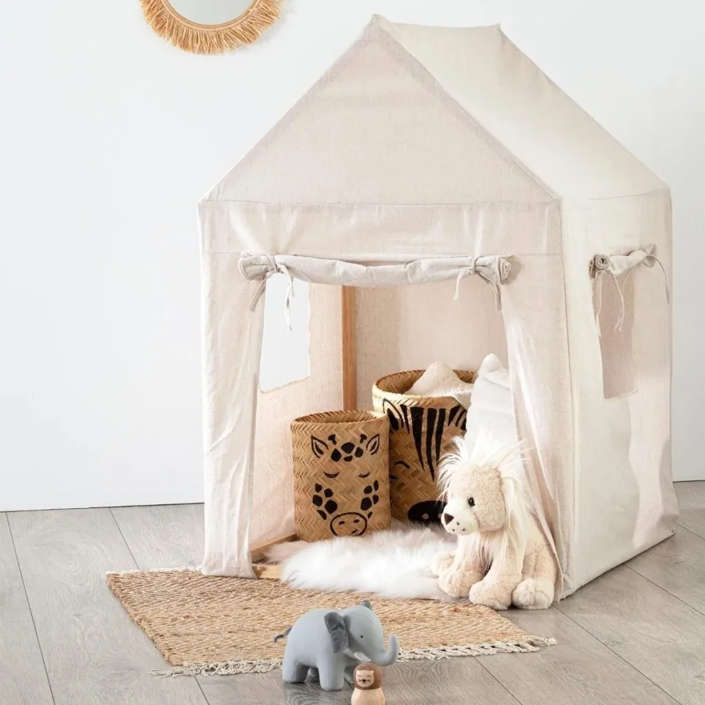 Spielhaus / Kinderhaus - beige - 77,5x116x77,5 cm