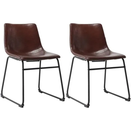 Esszimmerstühle 2tlg. glänzendes Kunstleder braun