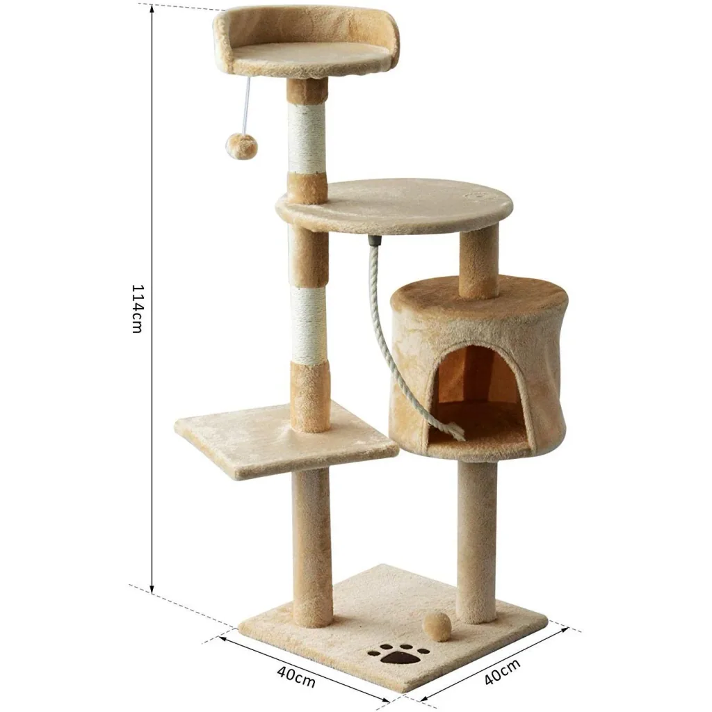 Katzenbaum Kratzbaum Schlafhöhle Spielbaum 4 Schichte Beige