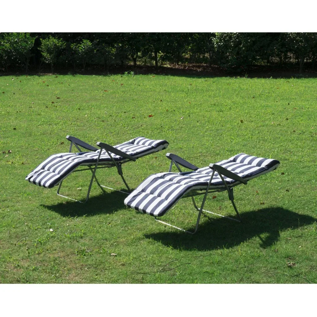 2 x Klappstühle Sonnenliege Armlehne klappbar Blau/Weiß