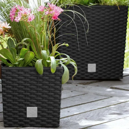 Blumentopf Rato Low anthrazit mit Innentopf 64L 39x39x40,5cm