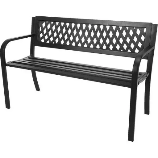 Pro Garden Gartenbank - 119x50x75 cm - Schwarz - Stahl