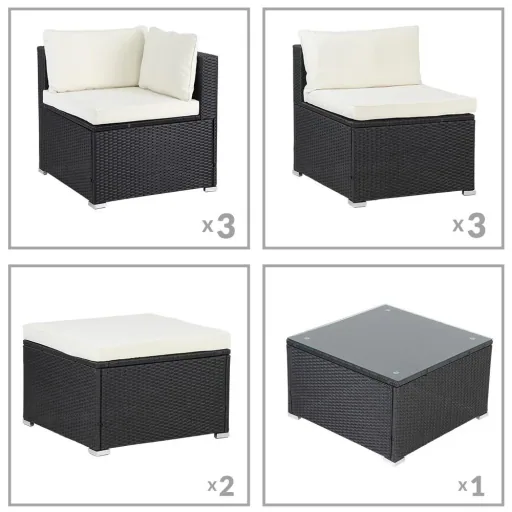 Polyrotan XL Lounge-Set 26-tlg. Schwarz