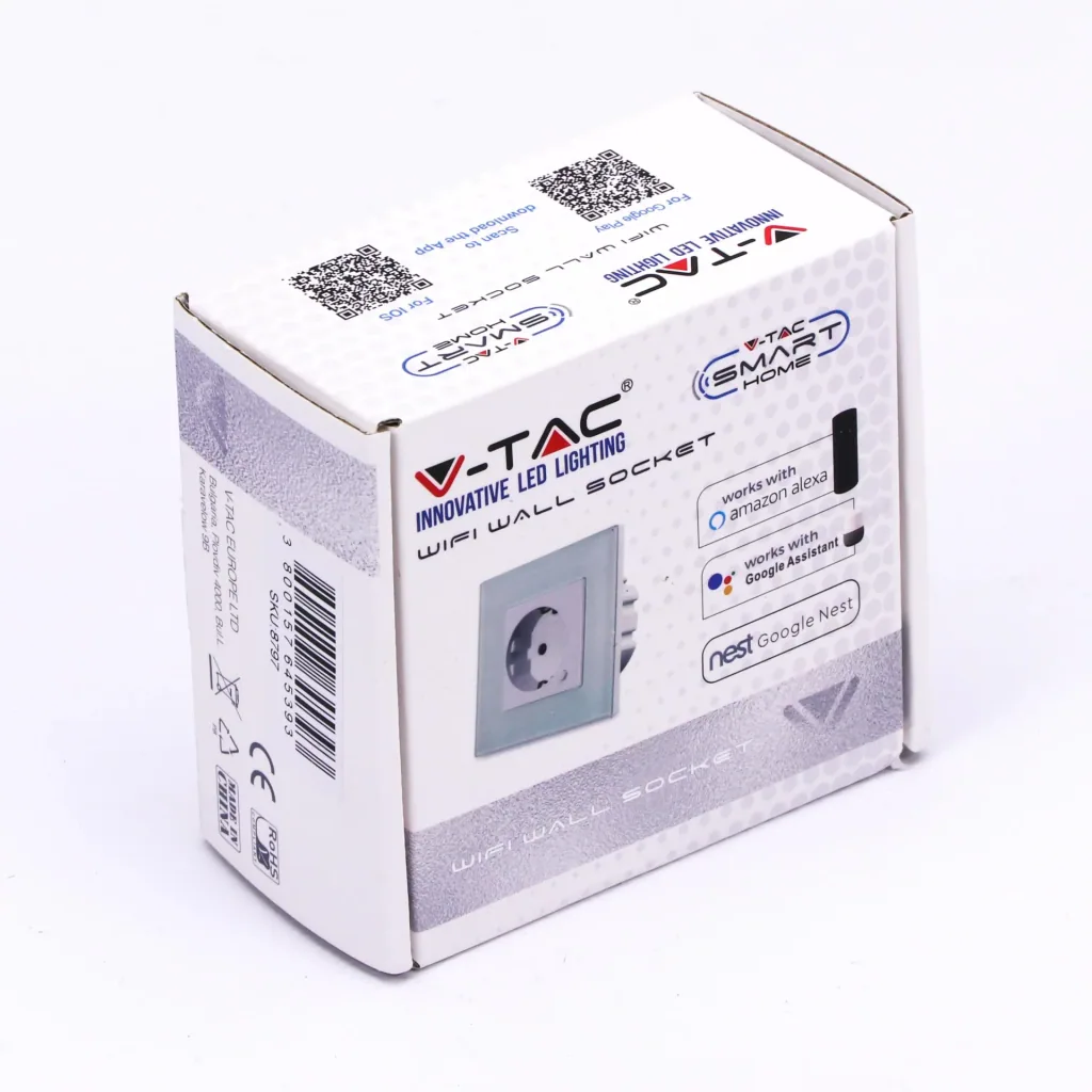 Smarthome VT-5134 WiFi-Wandsteckdose - weiß - 10A - 2200W - Funktioniert mit Amazon Alexa und Google Home Assistant