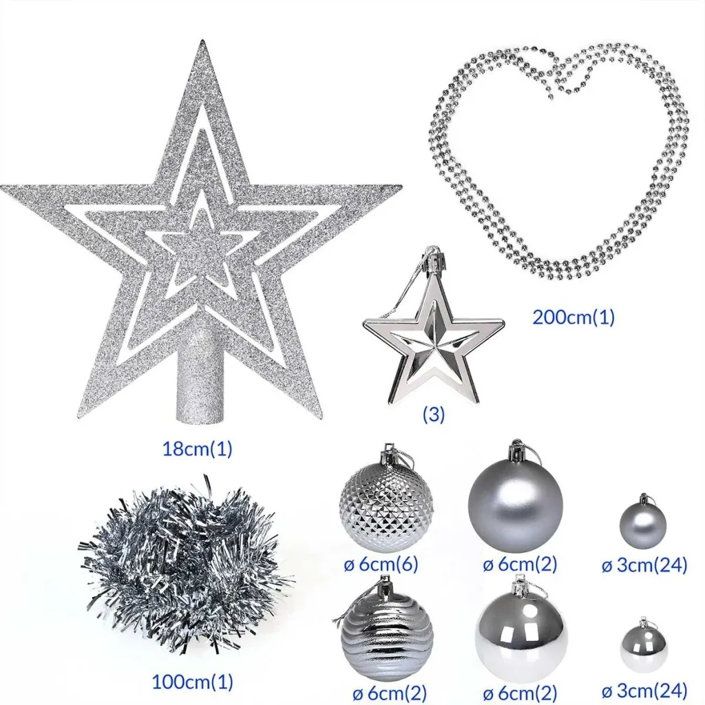 Christbaumschmuck - Christbaumschmuck silber 66 Stk.