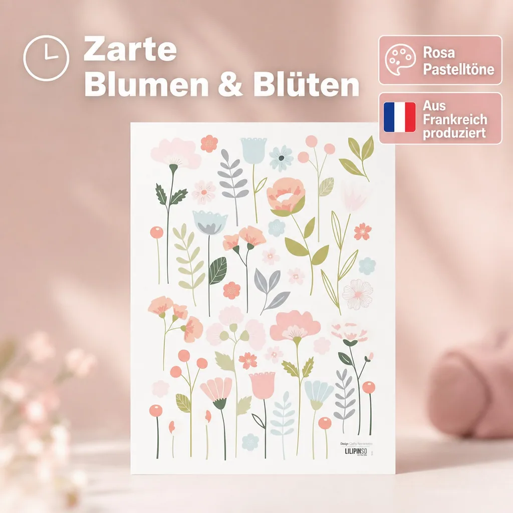 Lilipinso Wandsticker A3 Blütensortiment rosa pastell