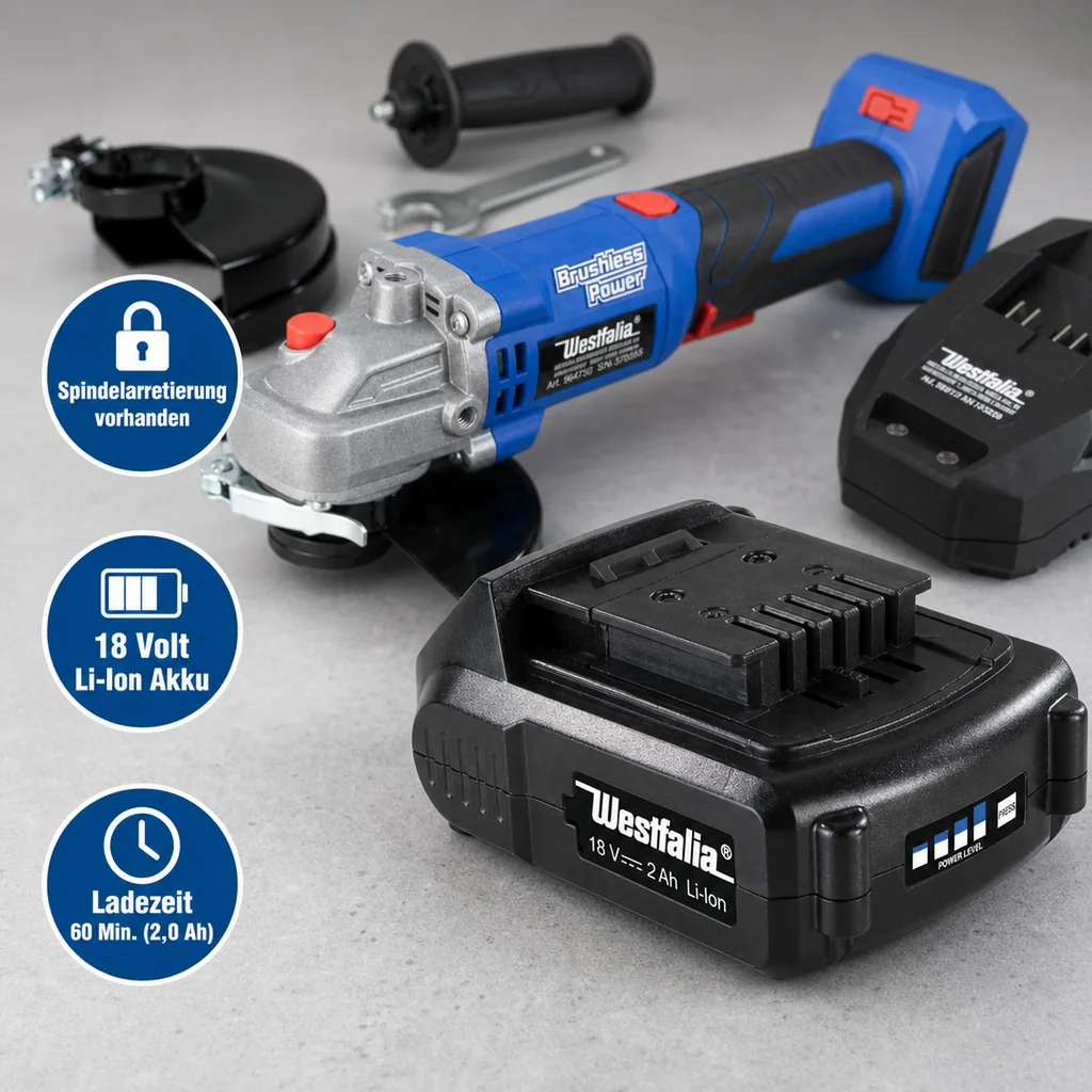 18V Winkelschleifer BL 125 mm - mit Akku und Ladegerät -