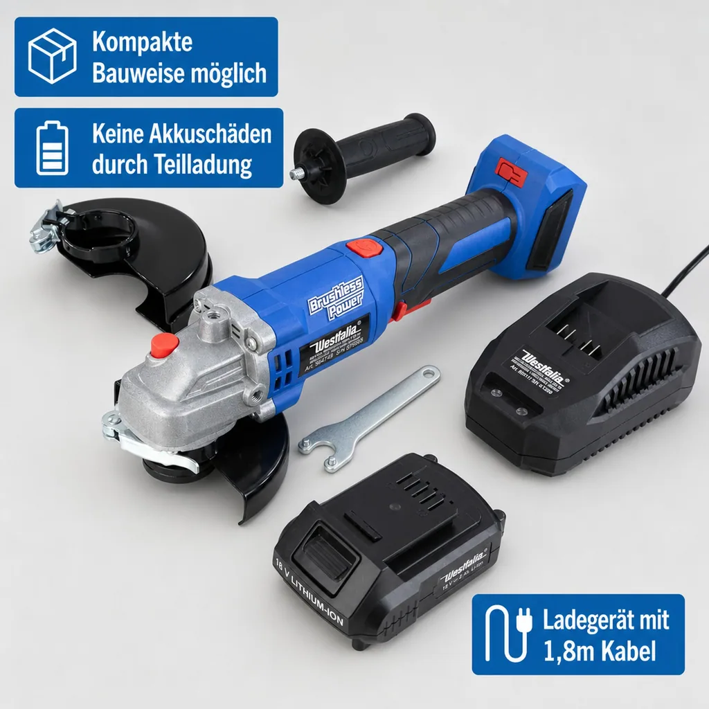 18V Winkelschleifer BL 125 mm - mit Akku und Ladegerät -