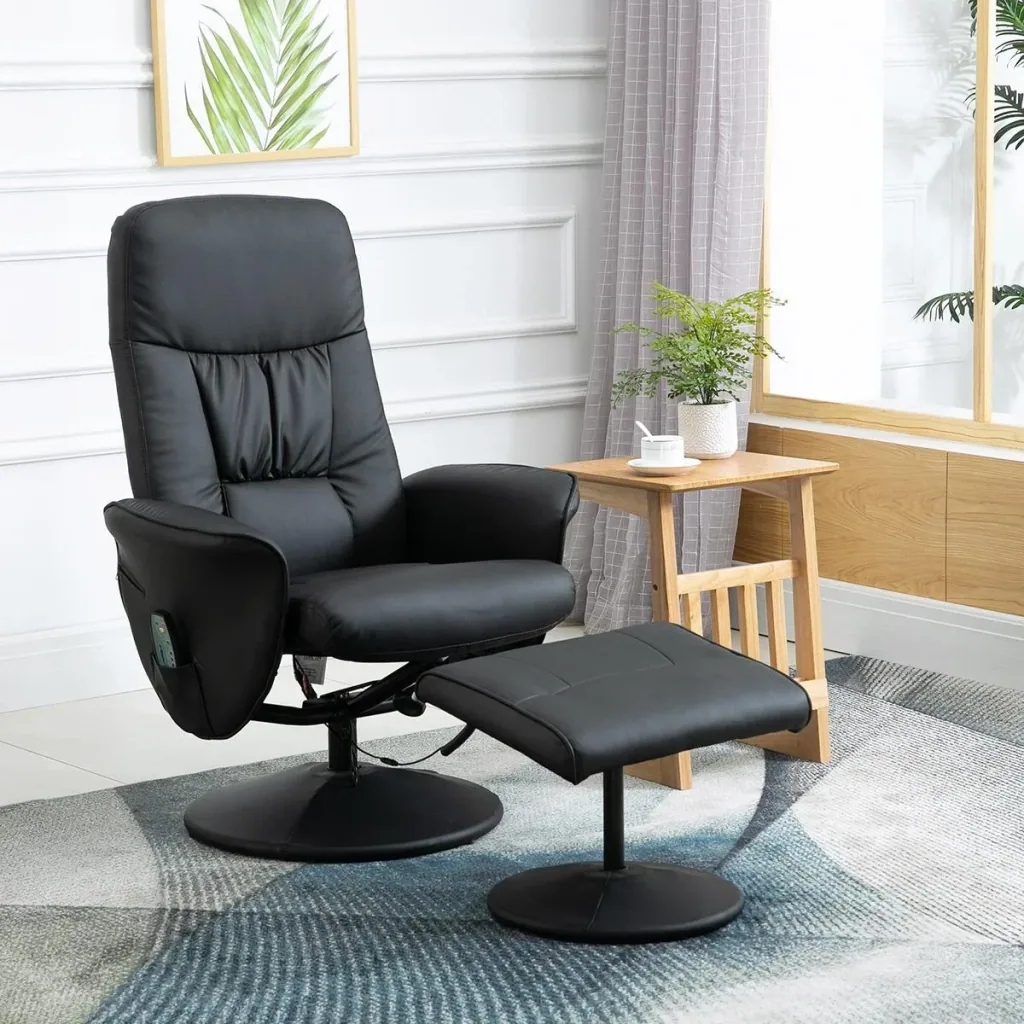 Massagesessel mit Fußhocker Relaxsessel Massagesessel TV-Sessel145°-Neigung Kunstleder Schwarz 76 x 81 x 105 cm