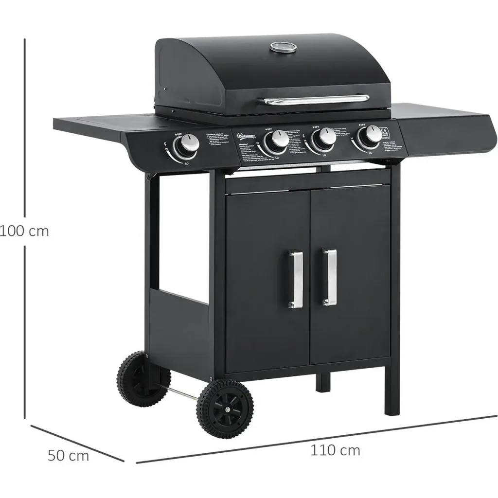 Grillwagen mit 4 Brennern schwarz