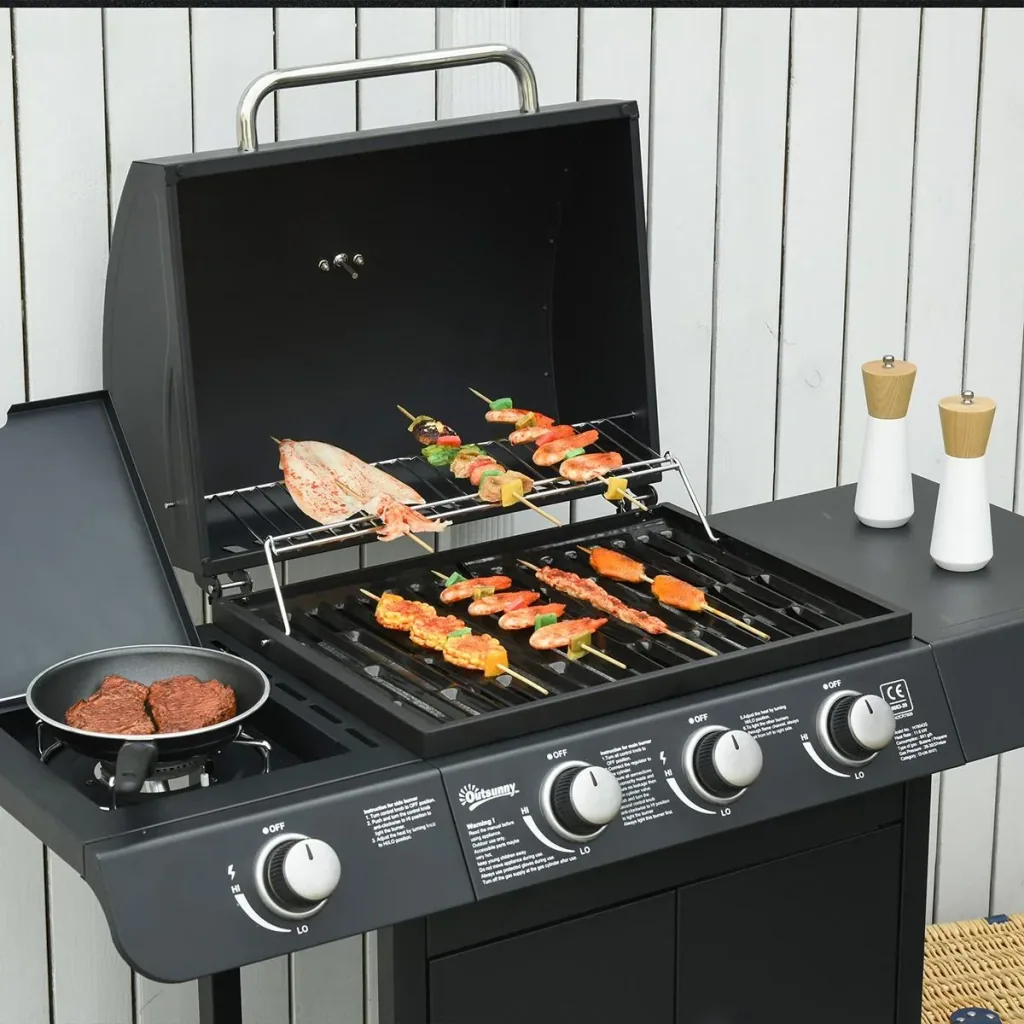 Grillwagen mit 4 Brennern schwarz