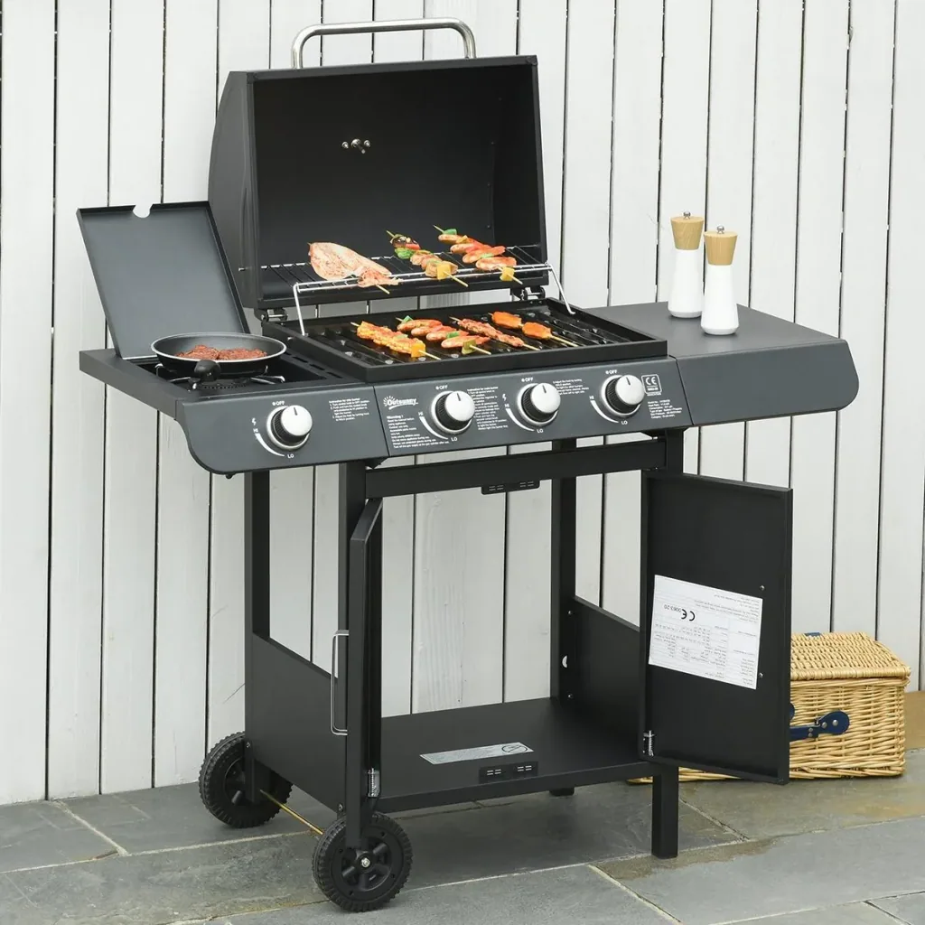 Grillwagen mit 4 Brennern schwarz