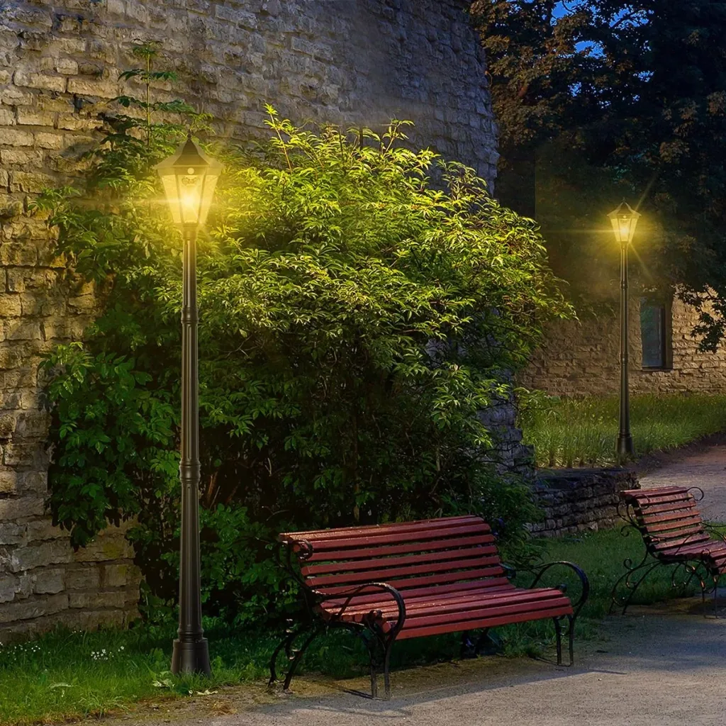 Solar Lampenmast - 19 LEDs - 130 Lumen - 3000K - Schwarz - 22 x 22 x 194 cm