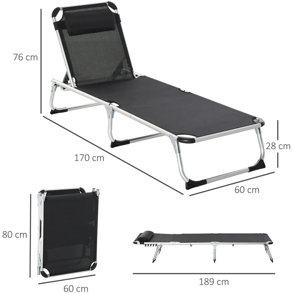 Gartenliege 5-stufig verstellbar schwarz