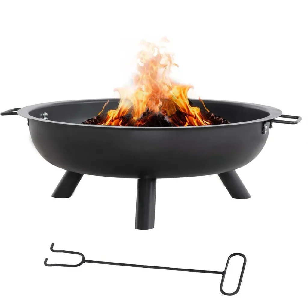 Feuerkorb mit Schürhaken - Stahl - Schwarz - 79 x 69 x 25,5 cm