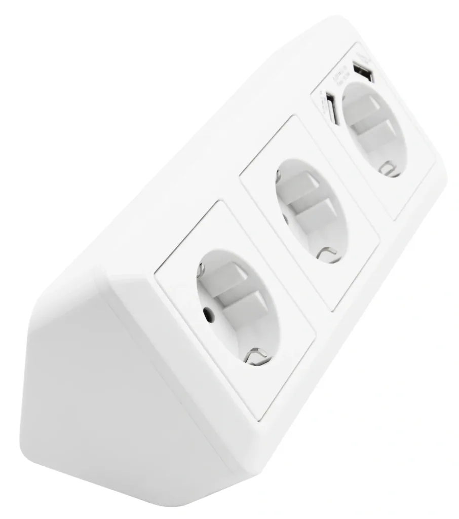 3fach Steckdosenblock mit 2x USB A Buchsen
