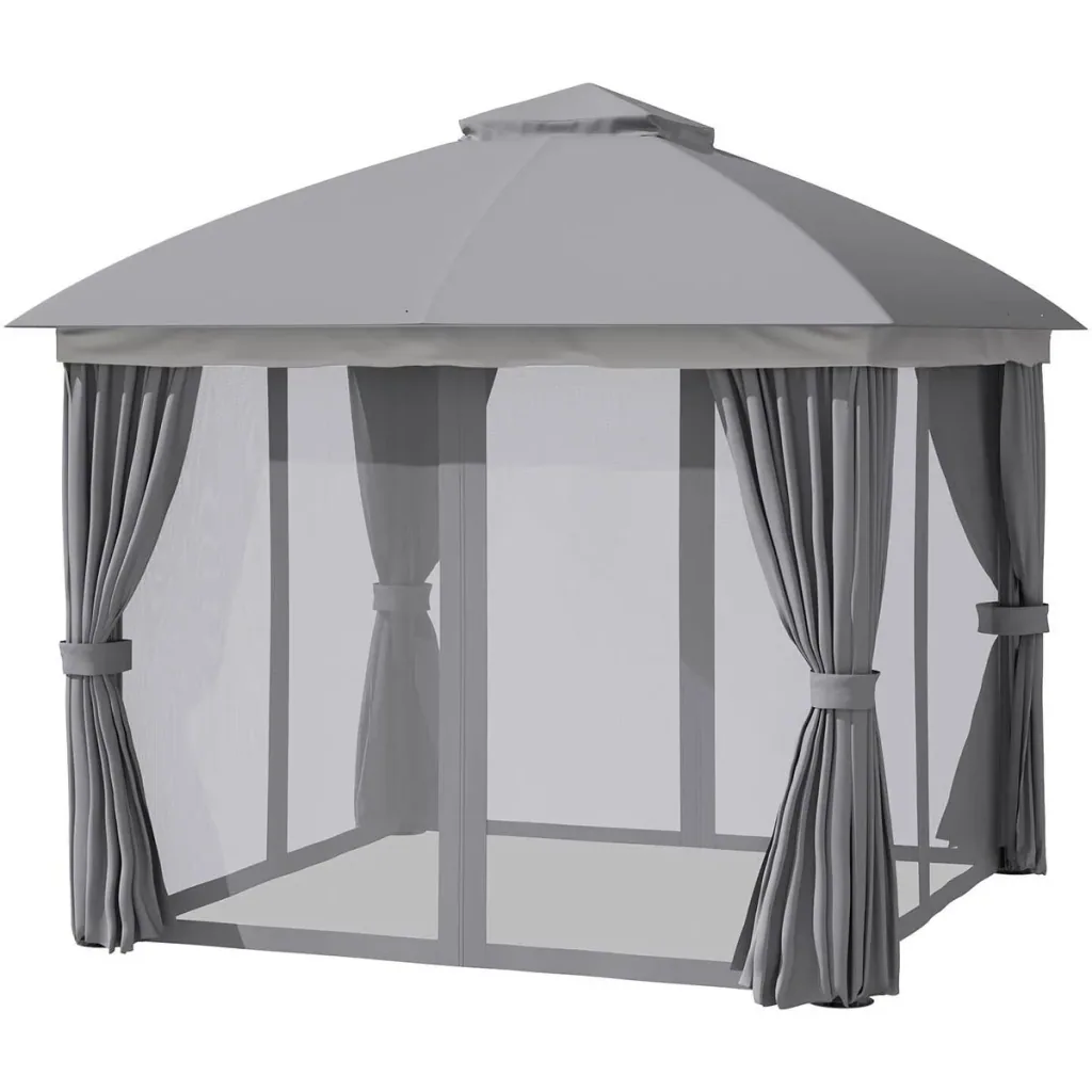 Pavillon mit Sonnensegel Aluminium 3 m x 3 m